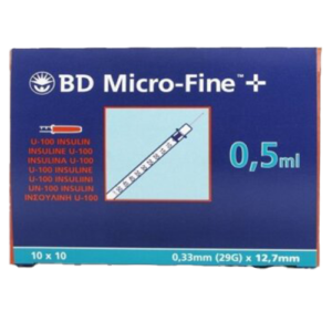 BD Microfine Syringe and Needle u100 1ml 0.5 inch 29g 12.7mm - Box Of 100