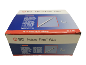 BD Microfine Syringe and Needle u100 1ml 8mm 30g (Box of 100)