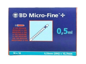 BD Microfine Syringe and Needle u100 0.5ml 29g 12.7mm (Box of 100)