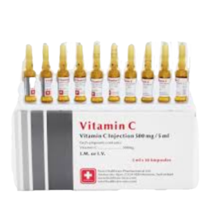 Ascorbic Acid (Vitamin C) Injection 500mg/5ml Ampoules (Pack Size 10)
