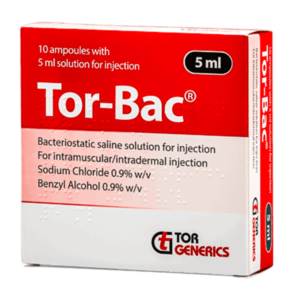 Tor-Bac (Bacteriostatic) Saline Ampoules 5ml (Pack Size 10)