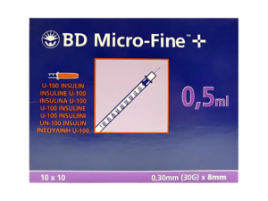 BD Microfine Syringe and Needle u100 0.5ml 30g 8mm (100 Quantity)